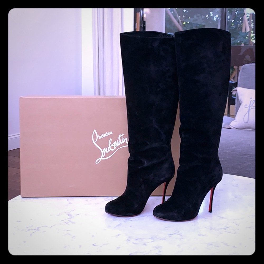 Christian Louboutin - knee high, black suede boots